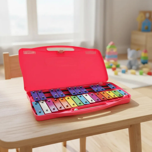 Metalofono Cromatico 25 Notas Xilofono Infantil Escolar Color Amarillo 16