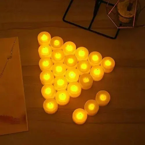 Pack 24 Velas A Pila De Led Con Efecto Llama Dorado Vela 7