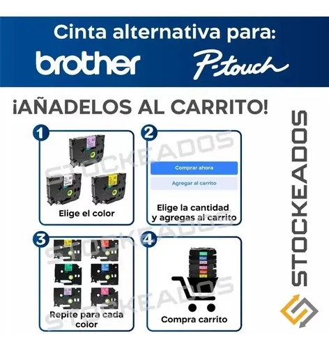 Pack 4 Cintas Tze-231 Alternativa Brother 12mmx8mts Blanca Negro 17