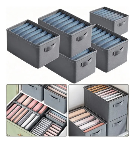 5pzs Organizador De Ropa De Armario Para Jeans Con Gris Gris