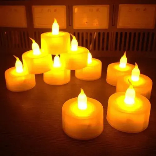 Pack 24 Velas A Pila De Led Con Efecto Llama Dorado Vela 11