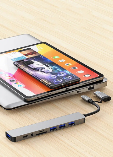 Hub Usb Hota Usb-c 8 Puertos Compatible Macbook Pro Samsung LG Huawei Plateado 19