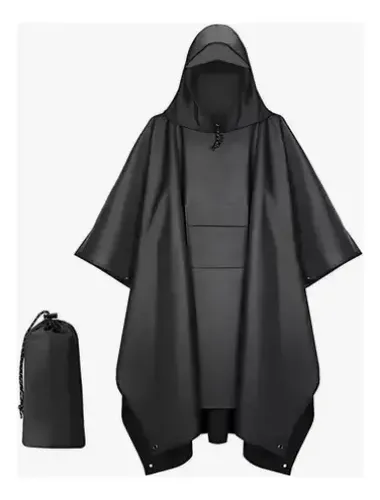 Poncho Impermeable Sin Olor Suave Capa Impermeable 210*140cm Negro 210*140cm 19
