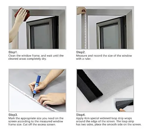 Set 2 Malla Mosquitera Tul Anti Mosquito Ventana 100x100cm Negro 3