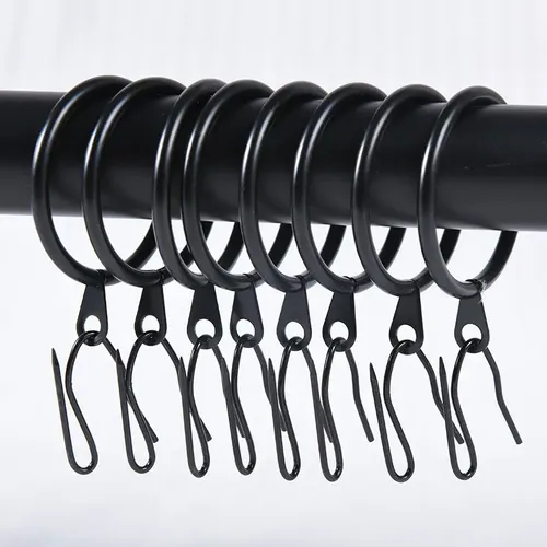 Pack 16 Unidades Argolla Para Barra Cortina De Metal 25 Mm Negro 2