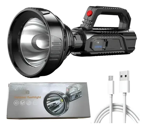 Foco Linterna Led Gigante Alcance 1200 Mt Usb Negro 16