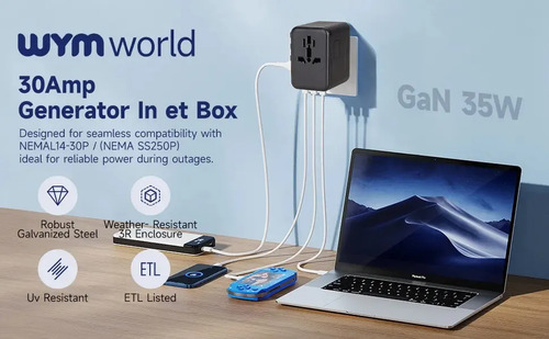 Enchufe Adaptador Viaje Universal En Uno 4 In 1 Gan 35w 13