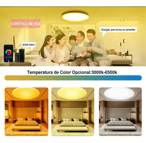 Lámpara De Techo Inteligente Wifi Ultra Delgadorgb Panel Led Rgb 20