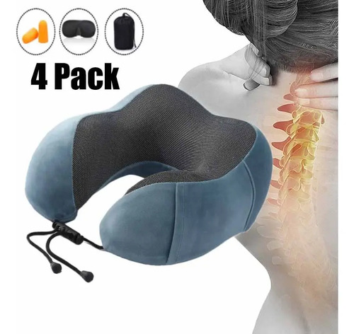 Cómodo Almohada De Viaje Espuma De Memoria Cojín Para Cuello Color Gris 10