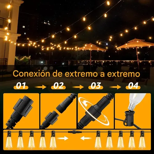 Cadena De 25 Luces De 15 M Que Se Puede Conectar En Serie Blanco Cálido 16