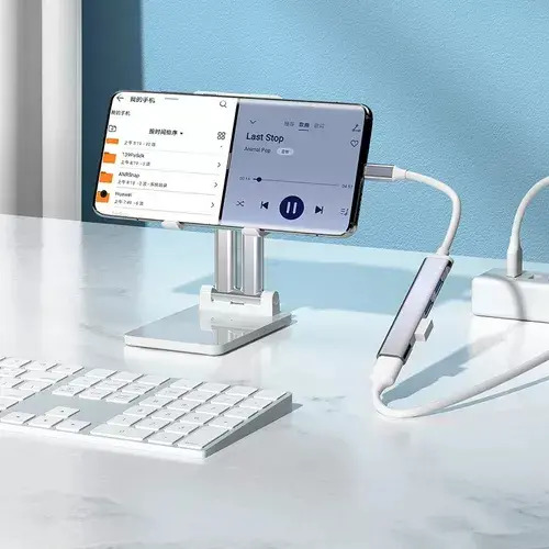 Adaptador Extension Hub Type Tipo C A 4 Puertos Usb3.0 5gbsp Plateado 5