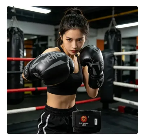 Guantes De Boxeo Profesional De Alta Calidad Con Velcro 14oz Negro 5