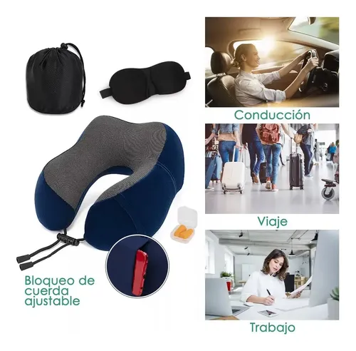 Cómodo Almohada De Viaje Espuma De Memoria Cojín Para Cuello Color Gris 7