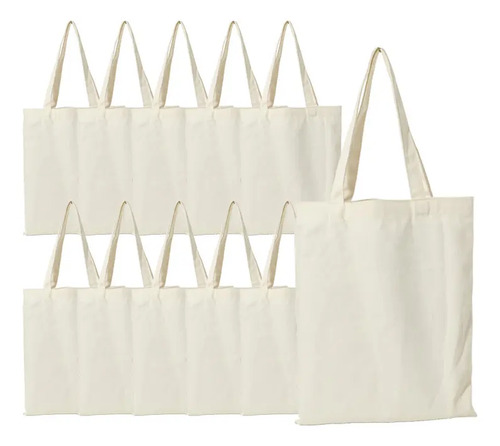 Bolsa Algodon Biodegradable Reusable 10 Unidads 35x40cm Blanco Mochila