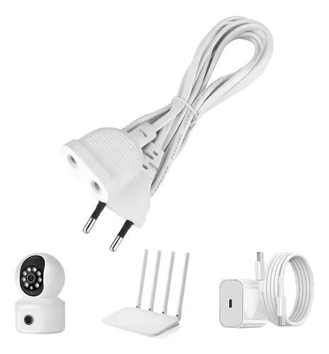 Extensión Electrica 5 Metros 200w Para Cámara,led,adaptador Blanco
