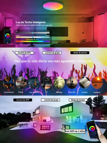 Lámpara De Techo Inteligente Wifi Ultra Delgadorgb Panel Led Rgb 11