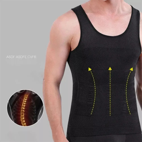 Faja Reductora Camiseta De Compresión Para Hombre Moldeador De Abdomen Y Espalda, Talla Xl Negro/blanco 16