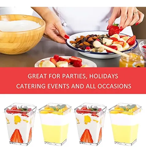 Vaso O Pocillos C/tapa 160 Ml Acrílico Postre X 50 +embalaje Blanco 9