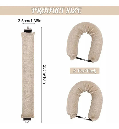 4piezas Kit Rizadores Sin Calor Para Cabello Ondulado Rizado Caqui 6