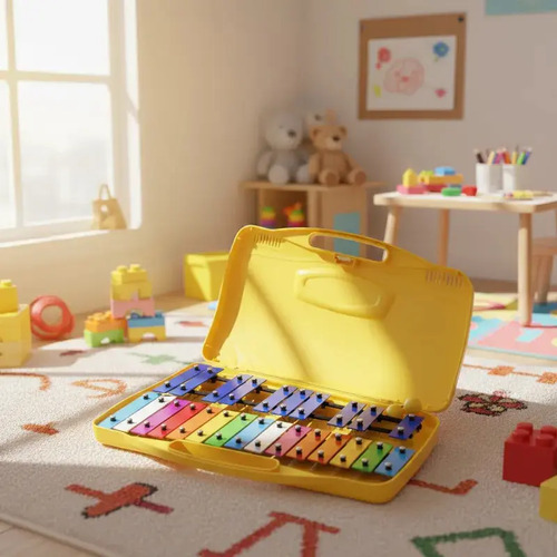 Metalofono Cromatico 25 Notas Xilofono Infantil Escolar Color Amarillo 4