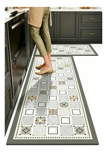 Set 2 Alfombras De Cocina Antideslizante - Córdova Green Verde Alfombra 18