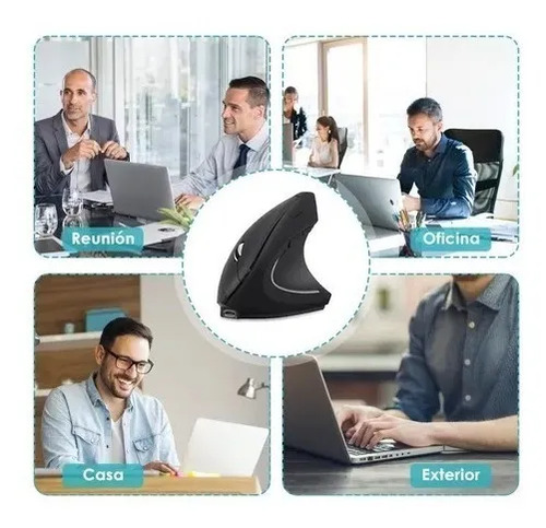 Ratón Vertical Inalámbrico 2.4g Recargable X Usb Ergonómico Color Negro 9