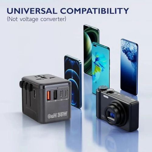 Enchufe Adaptador Viaje Universal En Uno 4 In 1 Gan 35w 10