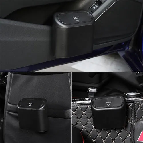 Basurero Para Auto Portatil Universal 1 Litro Negro 6