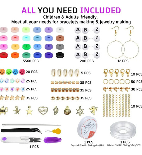 Set Mostacillas Arcilla 24 Color Pulseras Collares Bisuteria Conjunto De Polímero De Adorno De Bricolaje De Cuentas De Arcilla 6000pcs 20 Cm 19 Cm 13