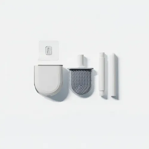 Escobilla De Baño Cepillo Punta Flexible Silicona Gris 4