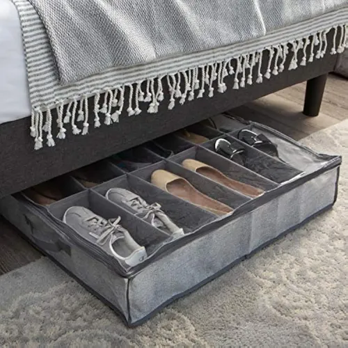 Organizador Zapatos Bajo Cama Almacenamiento Zapatero Set X1 Gris 19