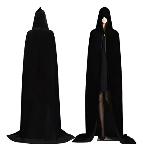 Capa Con Capucha Halloween Disfraz Noche De Brujas Unisex Negro 17