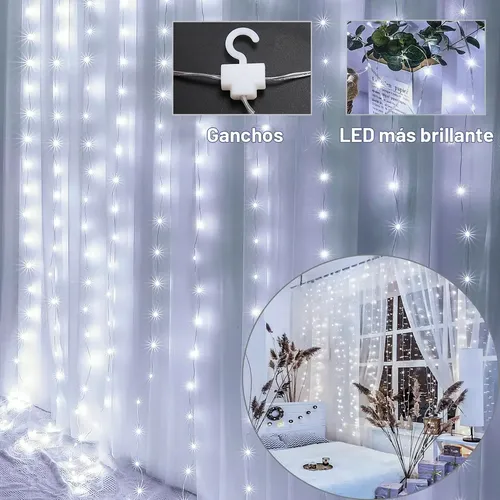 Cortinas Serie Luces 300 Led Decorativas Usb 8 Modelo 3x3m 2