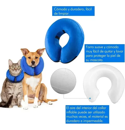 Collar Isabelino Regulable A Prueba De Mordidas P/perro Gato Azul Xl 4