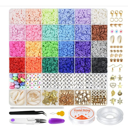 Set Mostacillas Arcilla 24 Color Pulseras Collares Bisuteria Conjunto De Polímero De Adorno De Bricolaje De Cuentas De Arcilla 6000pcs 20 Cm 19 Cm