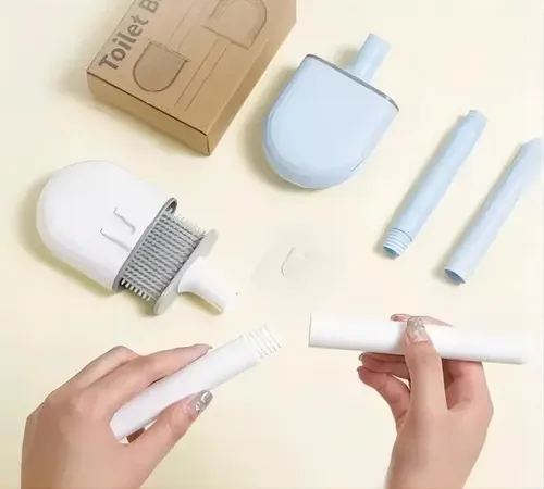 Escobilla De Baño Cepillo Punta Flexible Silicona Gris 3