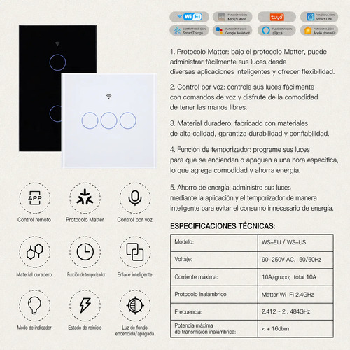 Apagador Inteligente Wifi Sin Cable Neutro 1,2 O 3 Canales 19