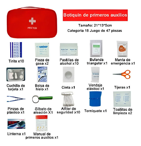 Botiquín De Primeros Auxilios Emergencia Camping 47 Piezas 13
