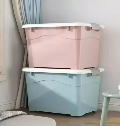 Caja Organizadora 60 Litros Con Ruedas Color Gris Falatale 4