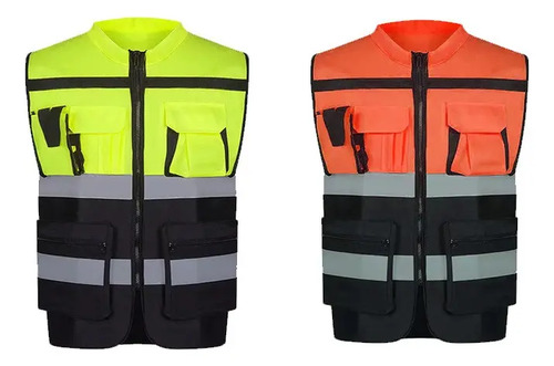 Chaleco Geólogo Ingeniero Reflectante Bolsillos Premium Naranja Y Negro Xl175 Xl 9
