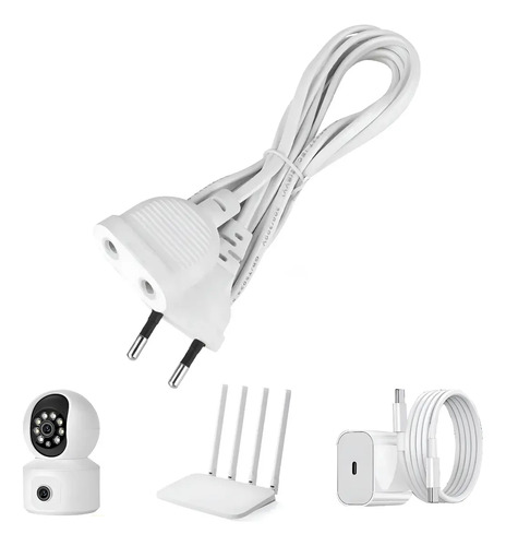 Extensión Electrica 10m 200w Para Cámara Led Adaptador Blanco