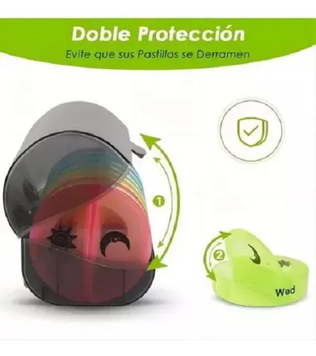 Pastillero Semanal Organizador Portátil 2 Tomas 7 Dias Color 3