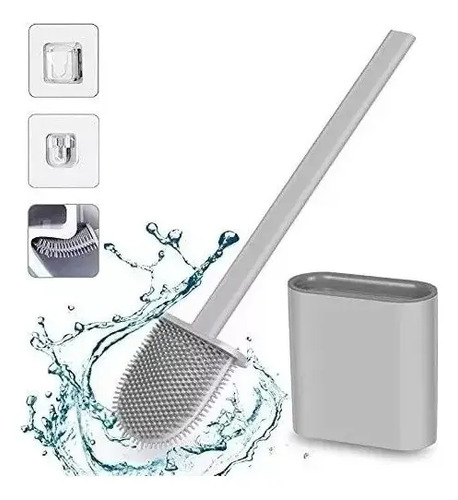 Escobilla De Baño Cepillo Punta Flexible Silicona Gris 11