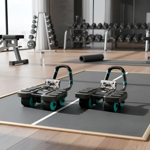 Rodillo Rueda Abdominal 4 Soporte Rebote Automatico Fitness Negro 2