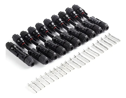 Conector Mc4 Macho Hembra Negro Hota Pack 10 Pares 1000v 30a Ip67