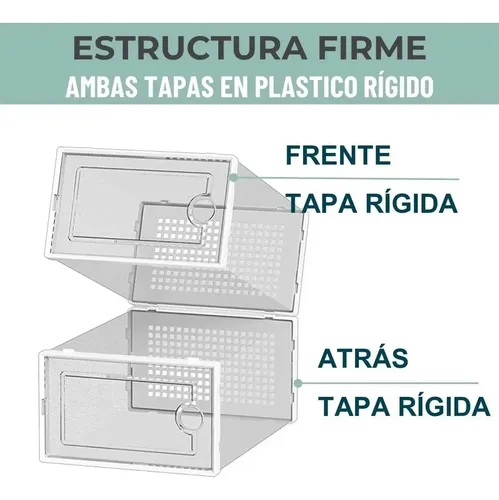 Caja Organizadora De Zapatos Set X6 Unidade Apilables Firmes Blanco 5
