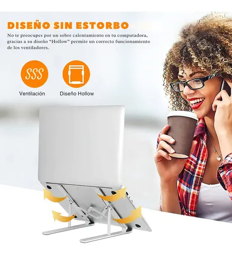 Soporte Portatil Notebook Aluminio Plegable De 7 Niveles Blanco 18
