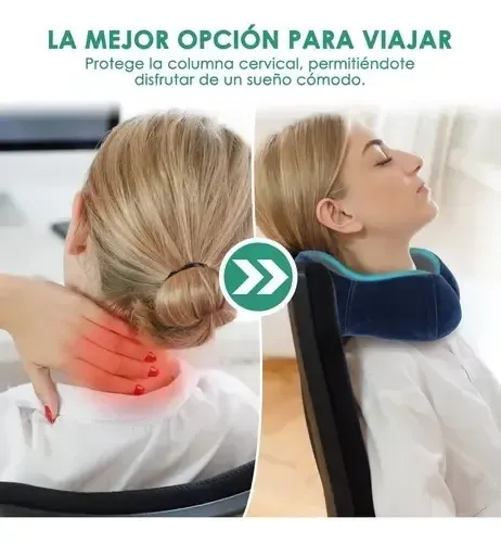 Cómodo Almohada De Viaje Espuma De Memoria Cojín Para Cuello Color Gris 12