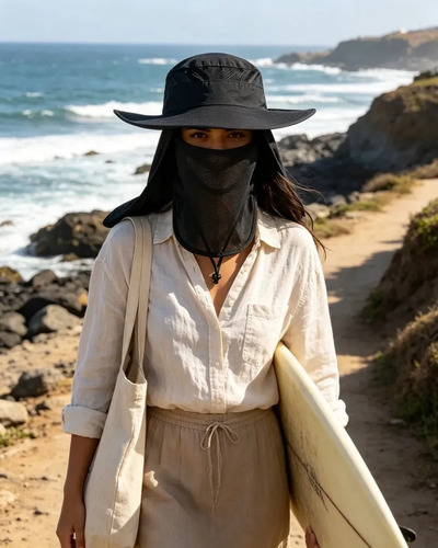 Sombrero Gorro 3 En 1 Para Sol Guarda Polvo Trekking Pesca Negro El Código Medio Se Puede Ajustar 16