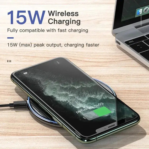 Cargador Inalámbrico Carga Rápida 15w Compatible Con iPhone 11 E Inferior/ Samsung/ Xiaomi Negro 9